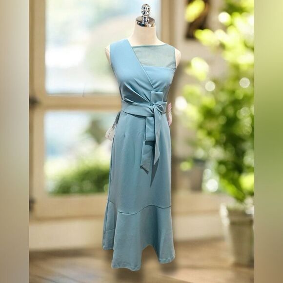 JS Collections JOANNA BOW TEA LENGTH Midi DRESS Gown - Picture 6 of 16